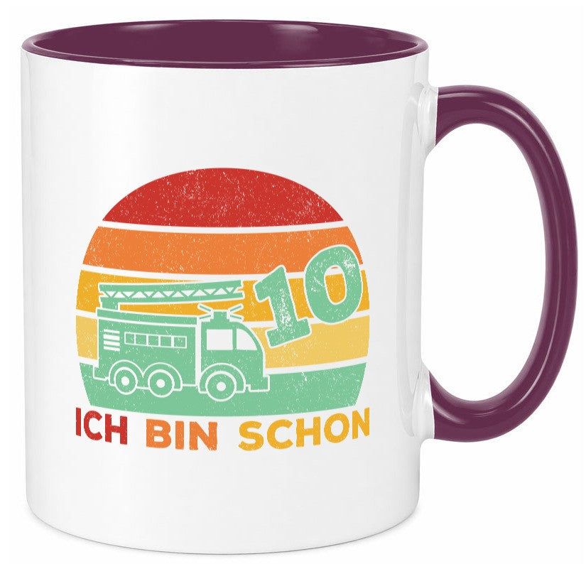 10. geburtstag | Feuerwehrauto 10 Jahre Feuerwehr lustiger Spruch Geschenk Tasse