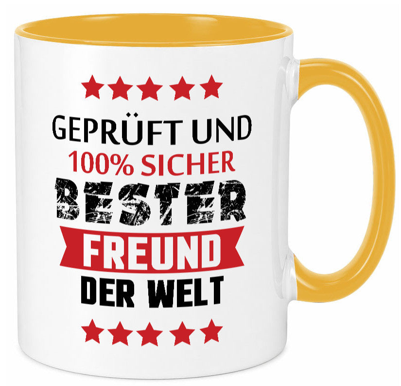 Geprüft &amp; Sicher bester Freund | Freundschaft lustiger Spruch Geschenk Humor Tasse