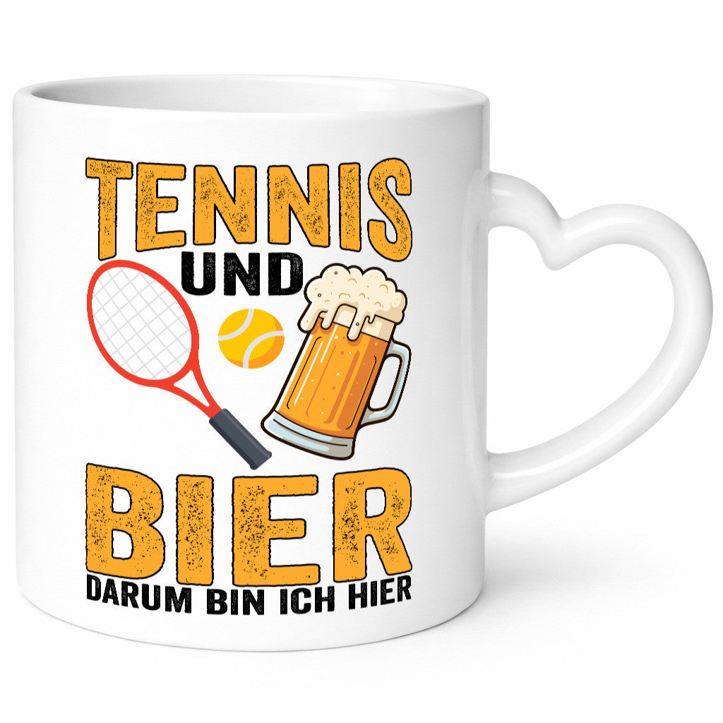 Tennis und Bier darum bin ich hier | Tennisspieler v2 Geschenkidee Humor Tasse