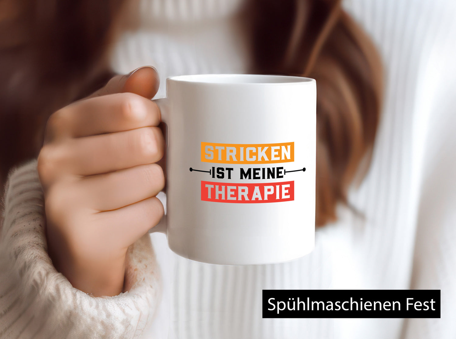 Stricken ist meine Therapie | Stricknadel Humor Geschenkidee Tasse