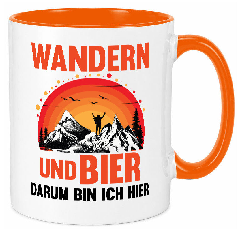 Wandern und Bier darum bin ich hier | lustiger Spruch Geschenk Humor