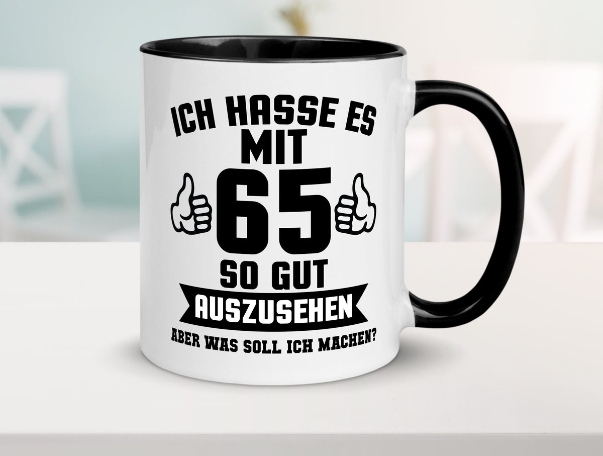 Gut aussehen mit 65 | Zahl Daumen hoch Geschenk Humor Geschenkidee lustiger Tasse