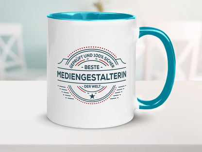 Geprüft und sicher: Mediengestalterin | Medien lustiger Spruch Geschenk Humor
