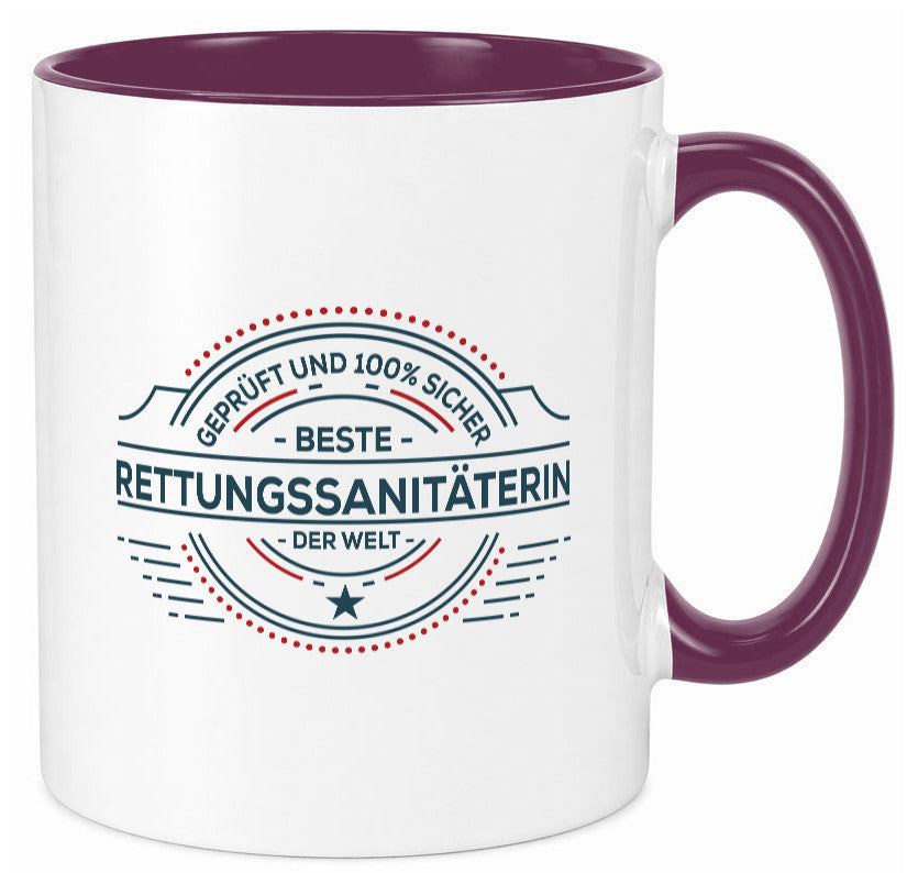 Geprüft und sicher: Rettungssanitäterin | Sanitäter Geschenkidee Humor Tasse