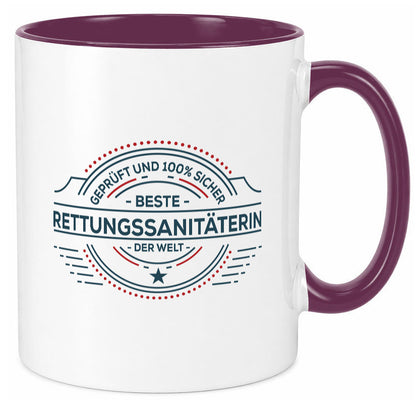 Geprüft und sicher: Rettungssanitäterin | Sanitäter Geschenkidee Humor Tasse