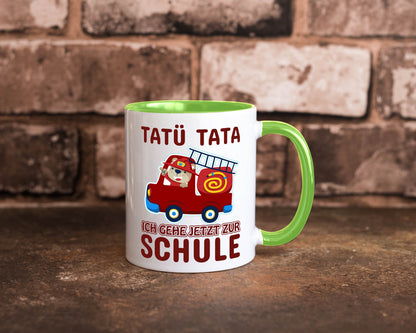 Bär in Feuerwehrauto | Tatü Tata Einschulung Tasse Humor Geschenkidee