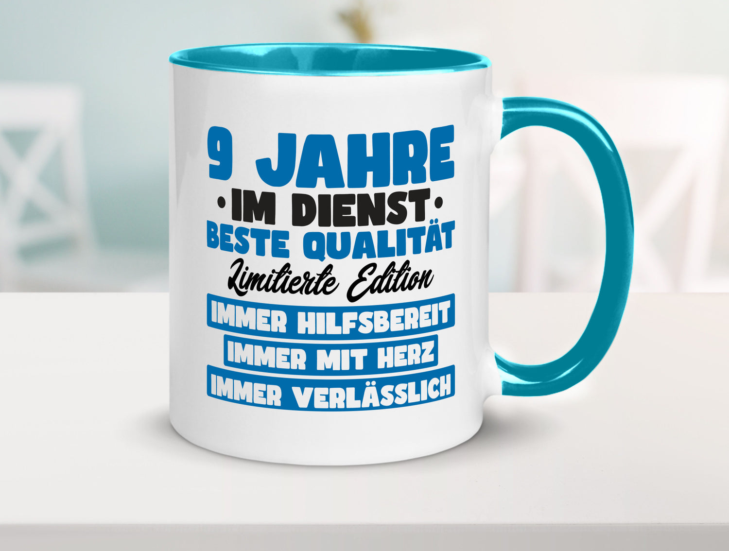 9 Jahre im Dienst | Jubiläum Arbeit v7 lustig Kollegen Büro Geschenk Tasse