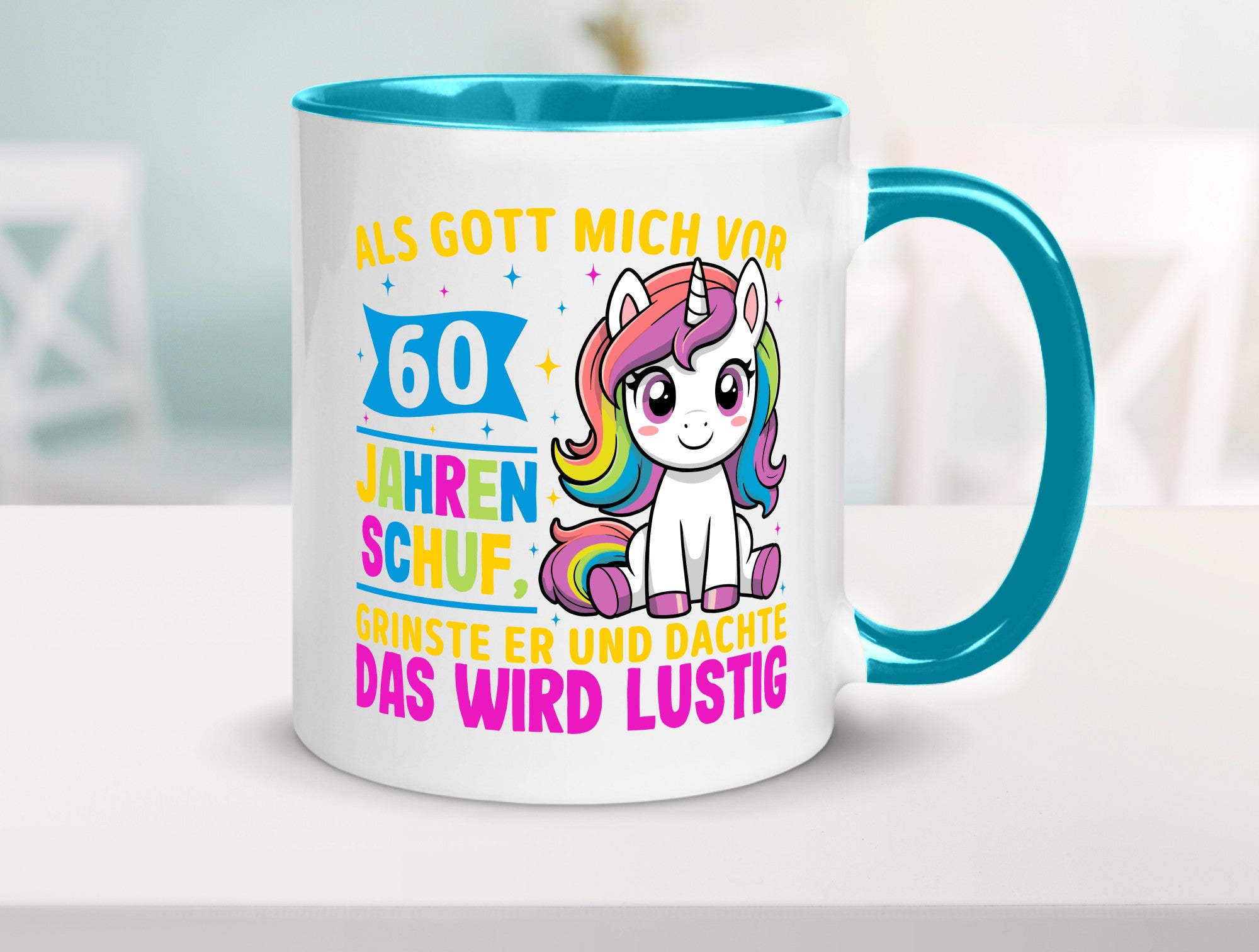 60. Geburtstag | Als Gott mich schuf 40 Jahre Geschenkidee Humor Tasse