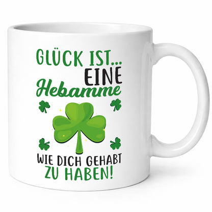 Hebamme Dankeschön | Dankes Tasse Kleeblätter Glück Humor Geschenkidee