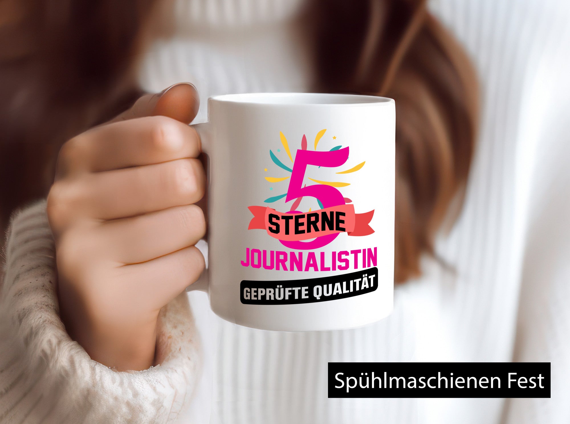 5 Sterne Journalist geprüfte Qualität Humor Geschenkidee Tasse