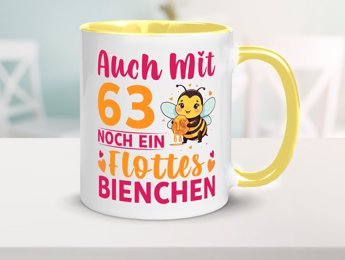 63. Geburtstag | Flottes Bienchen 63 Jahre lustiger Spruch Geschenk Tasse