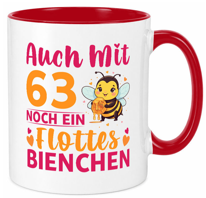 63. Geburtstag | Flottes Bienchen 63 Jahre lustiger Spruch Geschenk Tasse