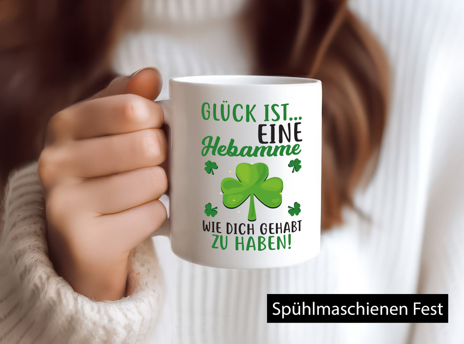 Hebamme Dankeschön | Dankes Tasse Kleeblätter Glück Humor Geschenkidee