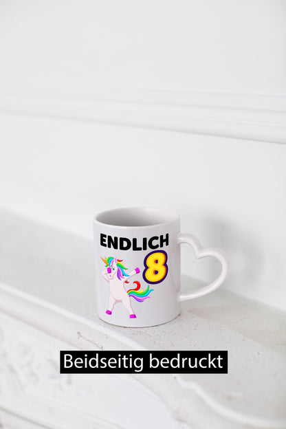 8. Geburtstag | endlich 8 Jahre Einhorn Mädchen Geschenkidee Humor Tasse