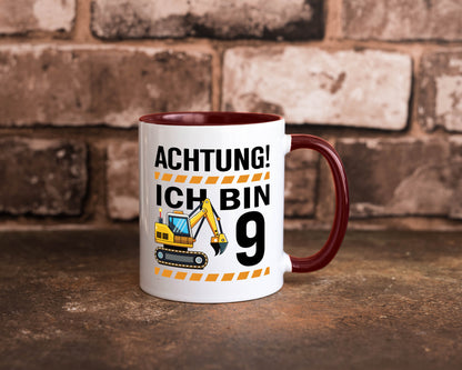 9 Geburtstag Ich bin | Bagger Junge lustiger Spruch Geschenk Geschenkidee Tasse