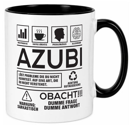 Achtung Probleme Azubi | Ausbildung Lehre Lehrling lustiger Spruch Geschenk Tasse