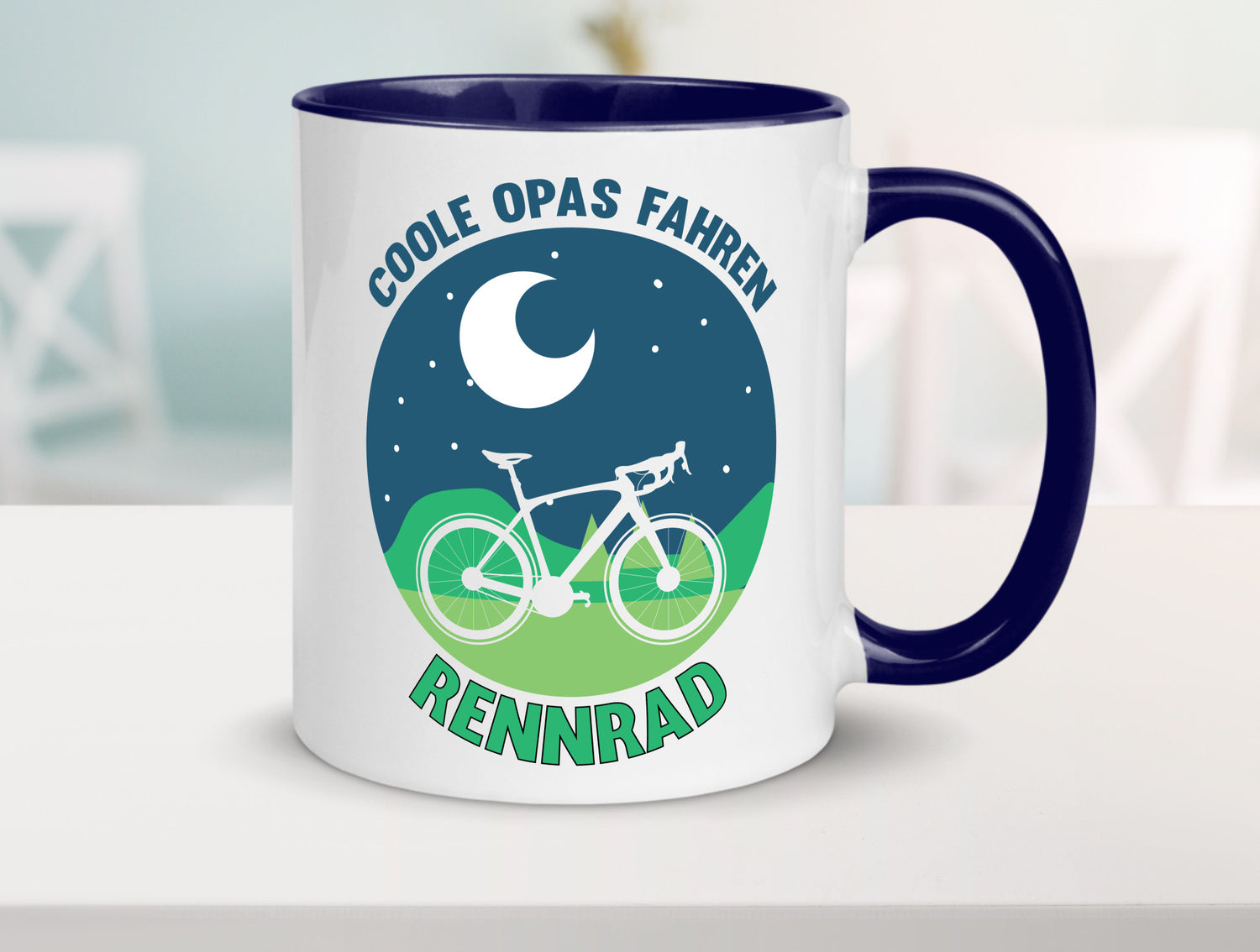 Coole Opas fahren Rennrad | Mond Landschaft Geschenk Familie Geschenkidee