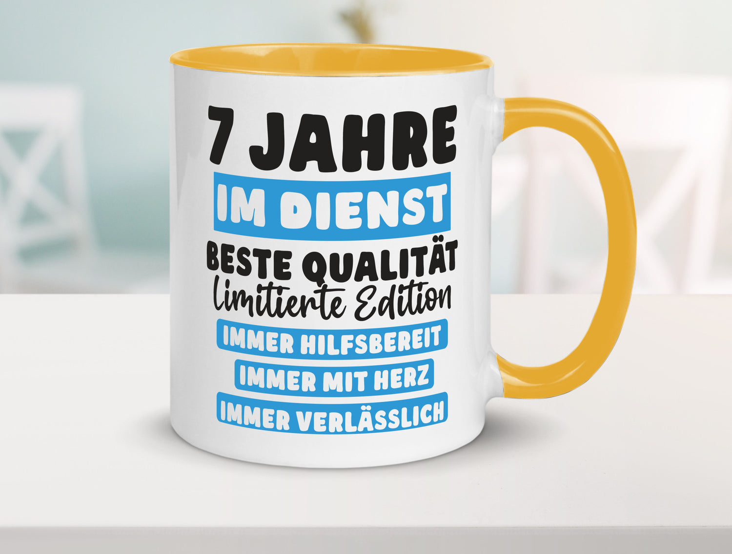 7 Jahre im Dienst | Jubiläum Arbeit v6 lustig Kollegen Büro Geschenk Tasse