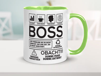 Achtung Probleme Boss | Führungskraft Vorgesetzter lustig Humor Geschenkidee Tasse