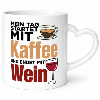 Kaffee und Wein | Kaffeetrinker Tasse Weintrinker Humor Geschenkidee