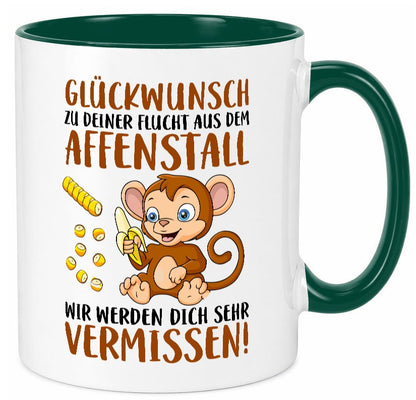 Glückwunsch zur Flucht | Affenstall Arbeitskollegen Geschenk Arbeit Kollegen Tasse