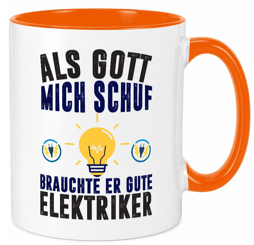 Als mich Gott schuf | Elektriker Arbeit Humor Kollegen Büro Geschenkidee Tasse
