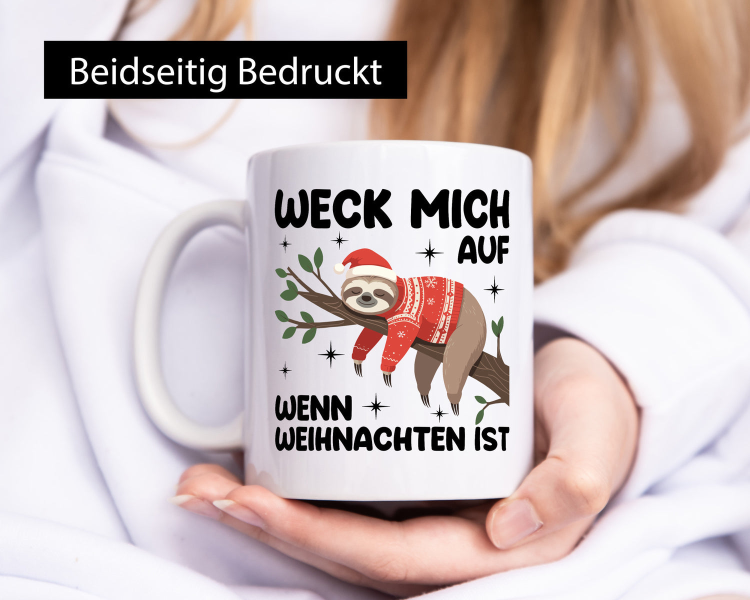 Weck mich auf wenn Weihnachten ist | v2 Humor Geschenkidee Tasse