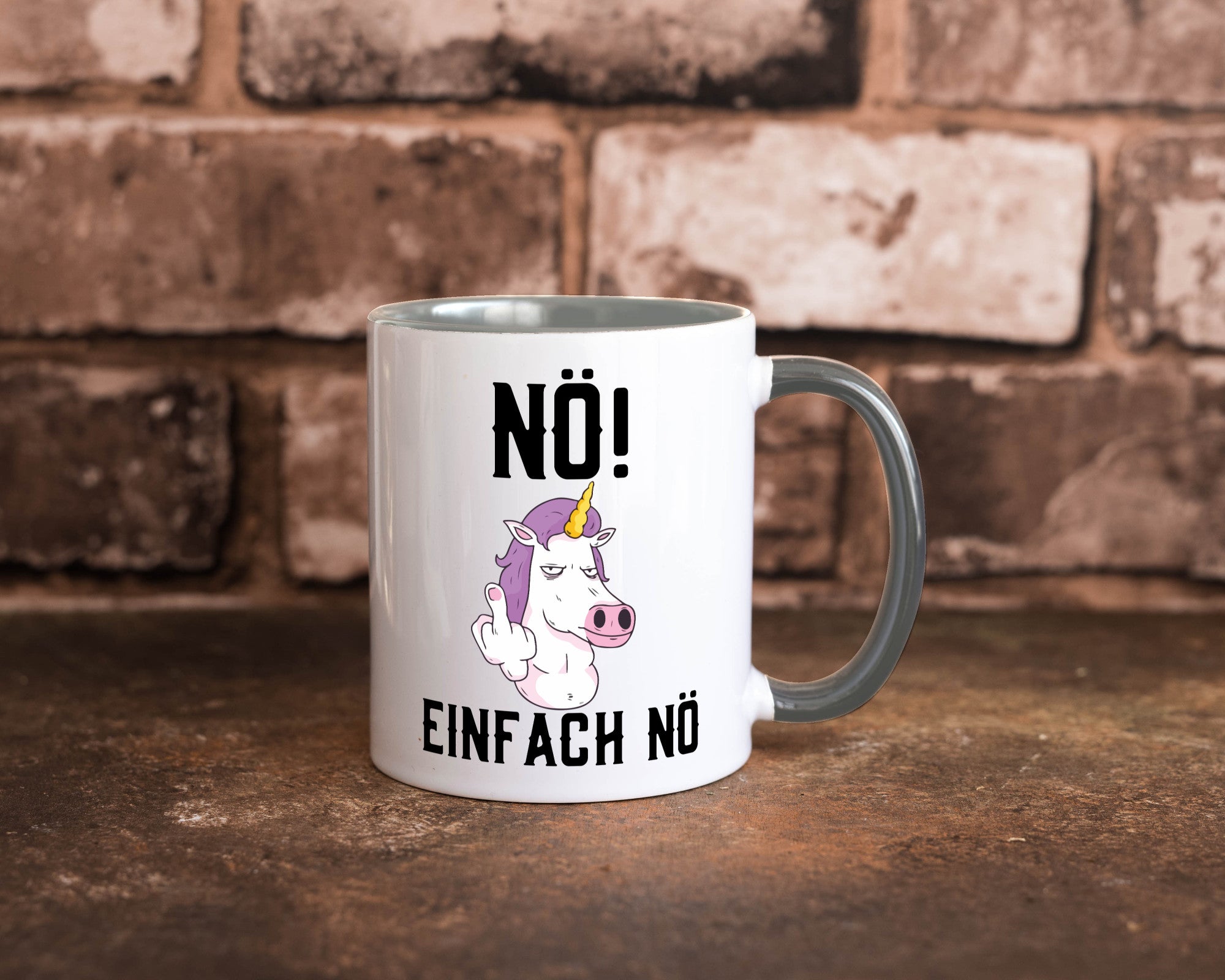 Einfach Nö | Keinen Bock Einhorn Mittelfinger Comic Geschenkidee Humor Tasse