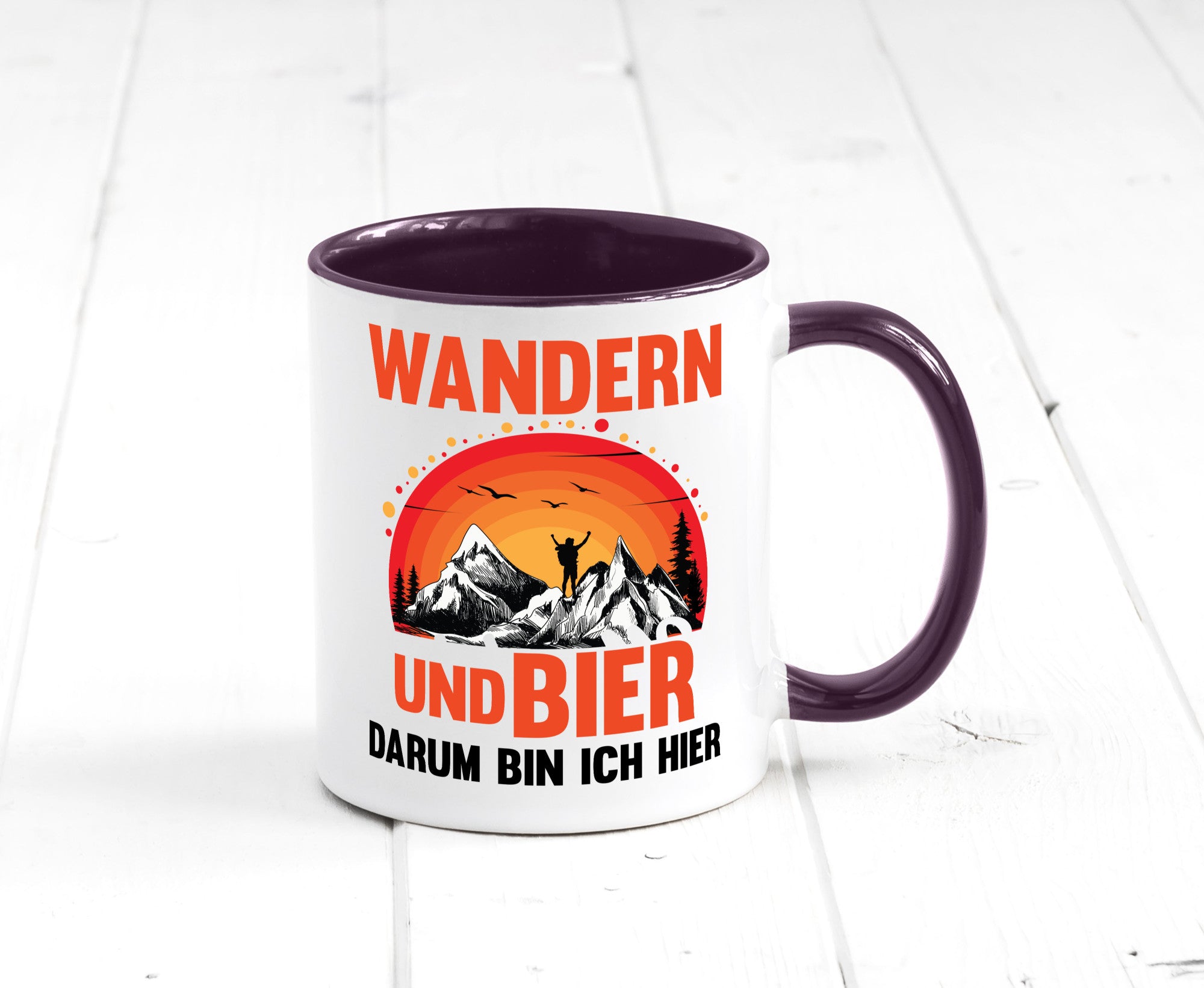 Wandern und Bier darum bin ich hier | lustiger Spruch Geschenk Humor