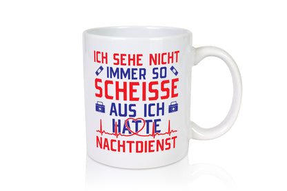 Scheisse, Nachtdienst | Arztkoffer Herzschlag Herz Geschenkidee Humor Tasse