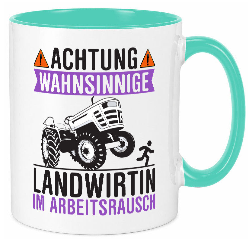 Landwirtin im Arbeitsrausch | Bauer Achtung! lustiger Spruch Geschenk Arbeit Tasse