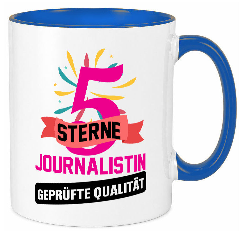 5 Sterne Journalist geprüfte Qualität Humor Geschenkidee Tasse