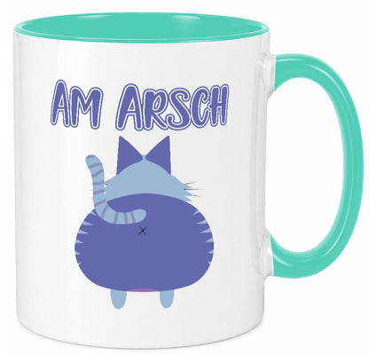 Am Arsch | Katzenmotiv Tasse Kollege Katzenbesitzer Geschenkidee Arbeit