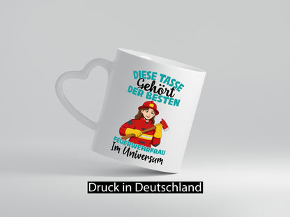 Im Universum: Feuerwehrfrau | Feuerwehr lustig Humor Geschenkidee Geschenk Tasse