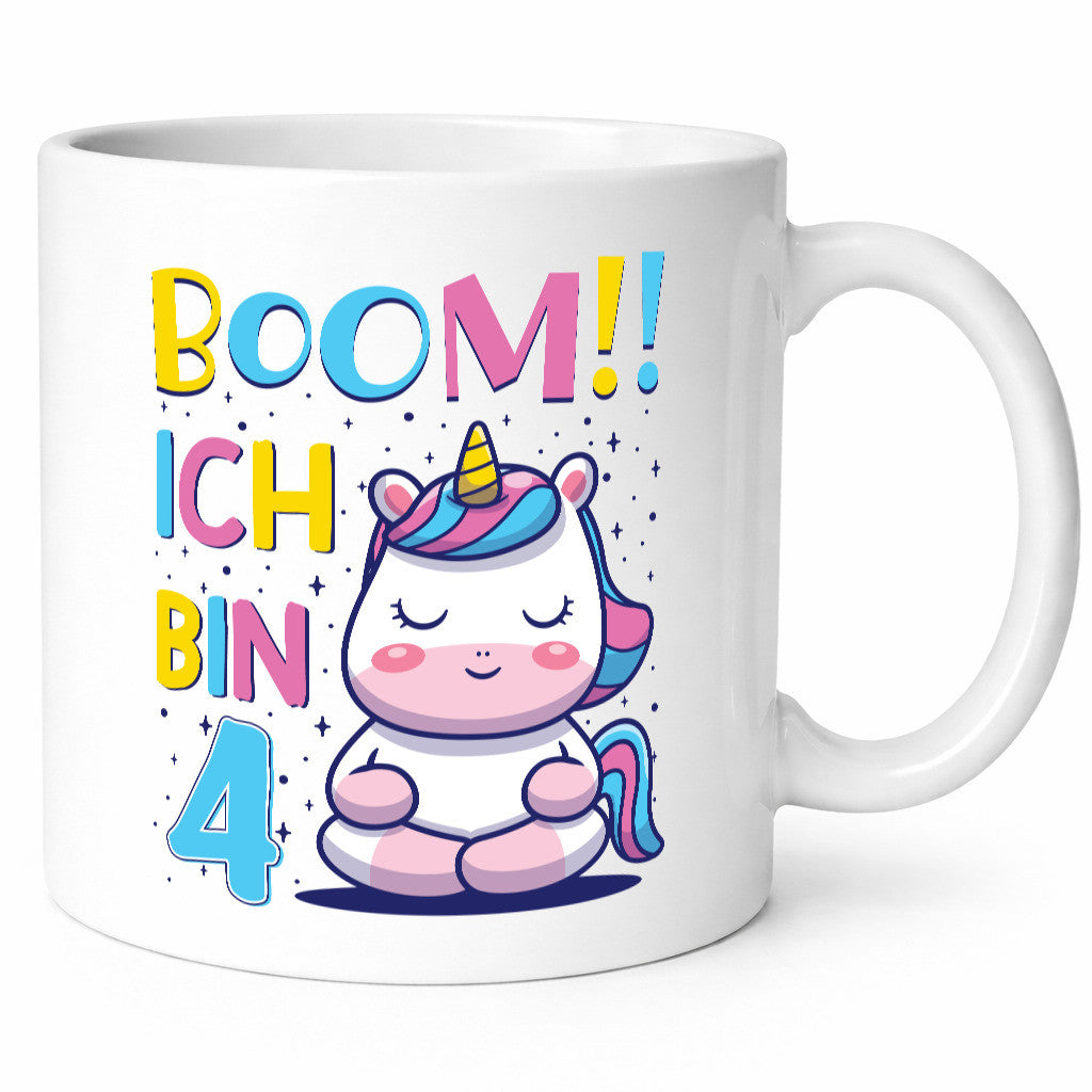 Boom!! Ich bin 4 | Einhorn Sterne Geschenkidee Humor Tasse