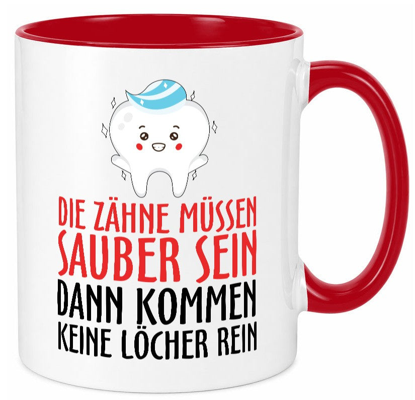 Sauber Zähne lustiger Spruch Geschenk Humor Geschenkidee Tasse