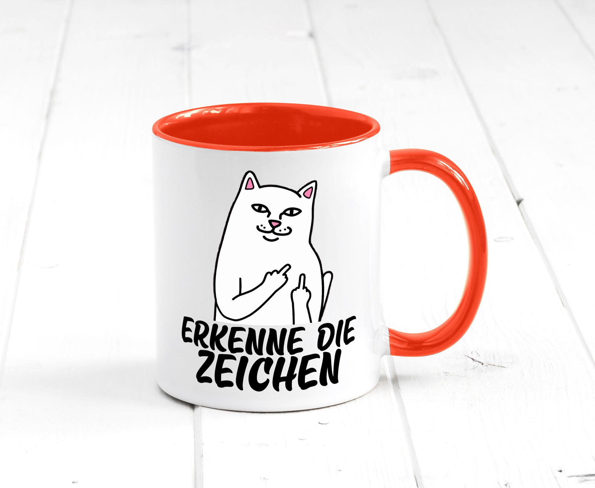 Erkenne die Zeichen | Katze Schatten Mittelfinger Geschenk Tierliebhaber Humor