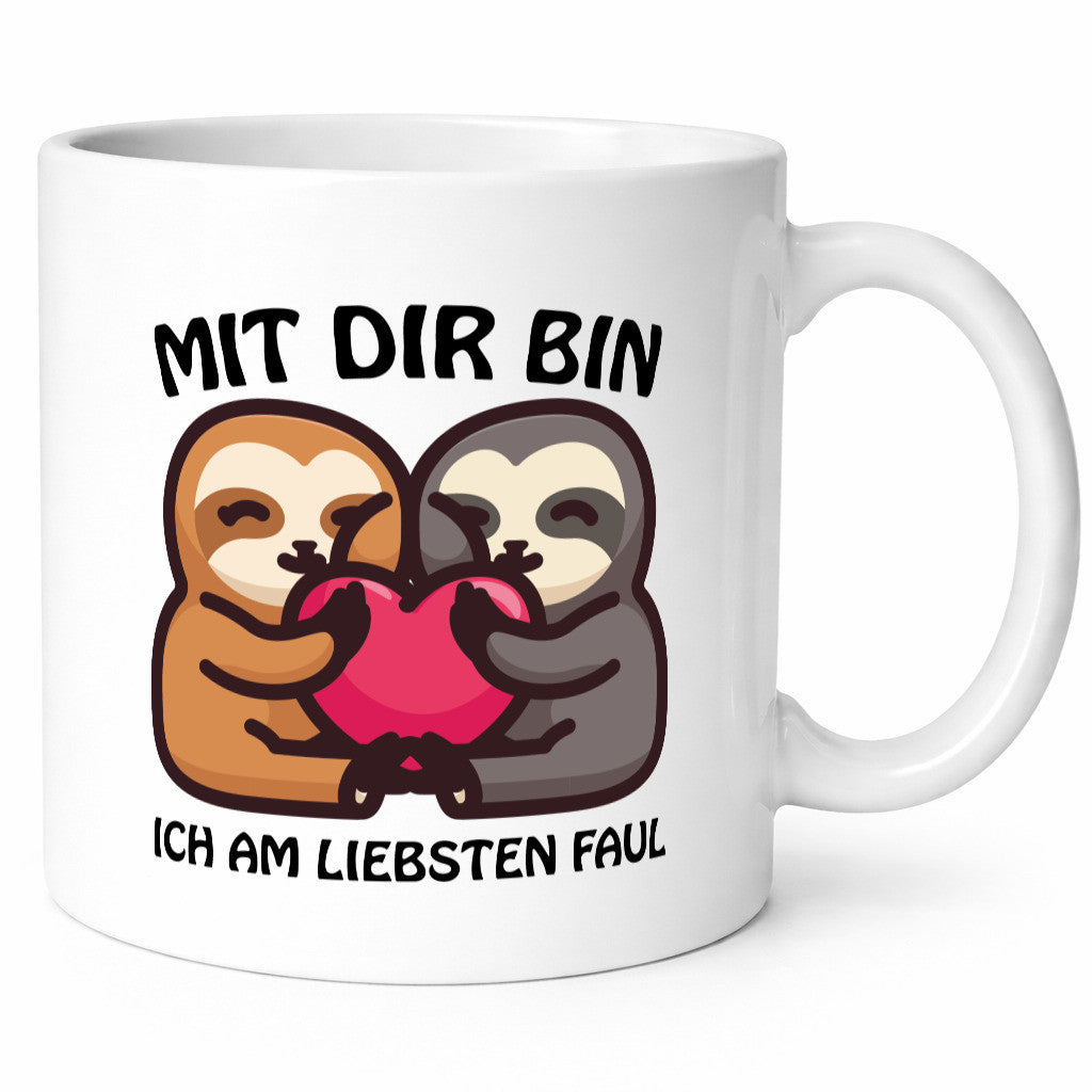 Faul mit dir Faultier lustig Tierliebhaber Humor Geschenk Tasse