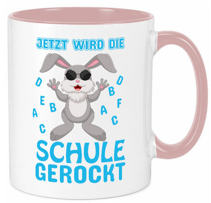 Schule wird gerockt | Schulbeginn Tasse cooler Hase lustiger Spruch Geschenk