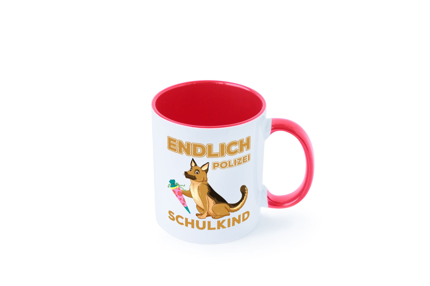 Endlich Schulkind | Tasse Einschulung Polizei Hund lustiger Spruch Geschenk