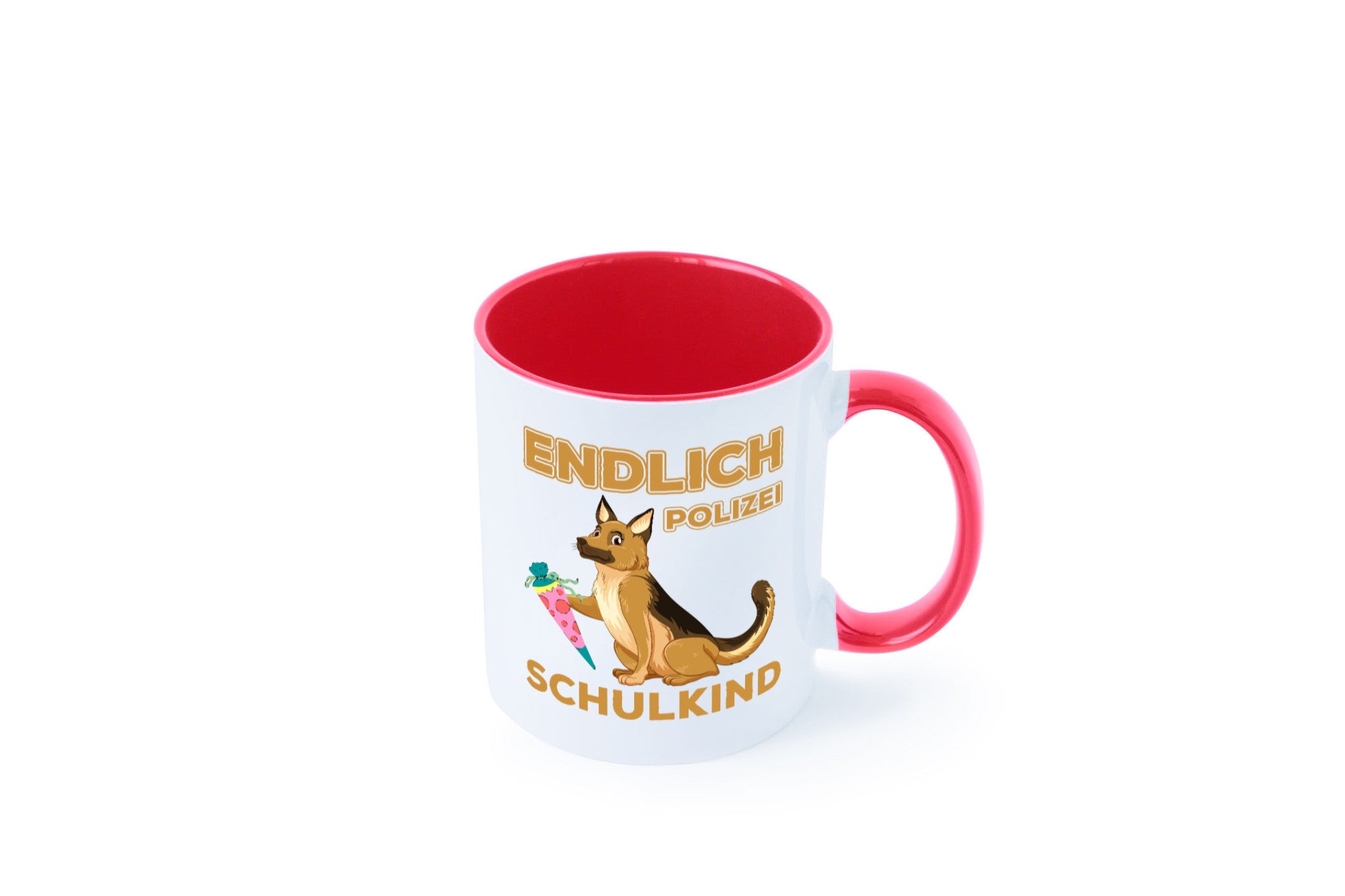 Endlich Schulkind | Tasse Einschulung Polizei Hund lustiger Spruch Geschenk