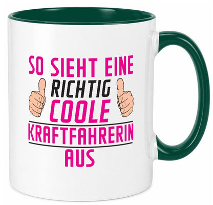 Richtig Coole Kraftfahrerin | Lastwagen LKW Fahrerin lustig Humor Geschenkidee Tasse