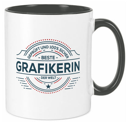 Geprüft und sicher: Grafikerin | Grafik Design Humor Geschenkidee Tasse
