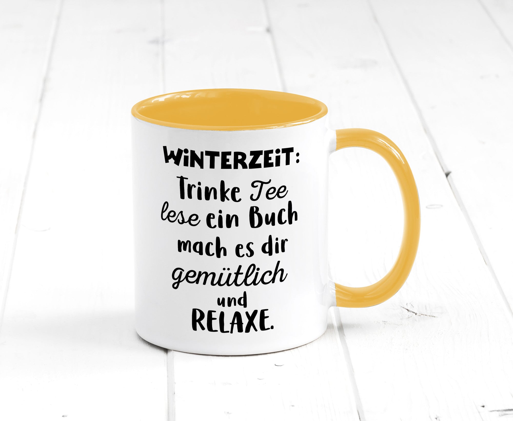Winterzeit Trinke Tee und mach es dir Gemütlich Geschenkidee Humor Tasse