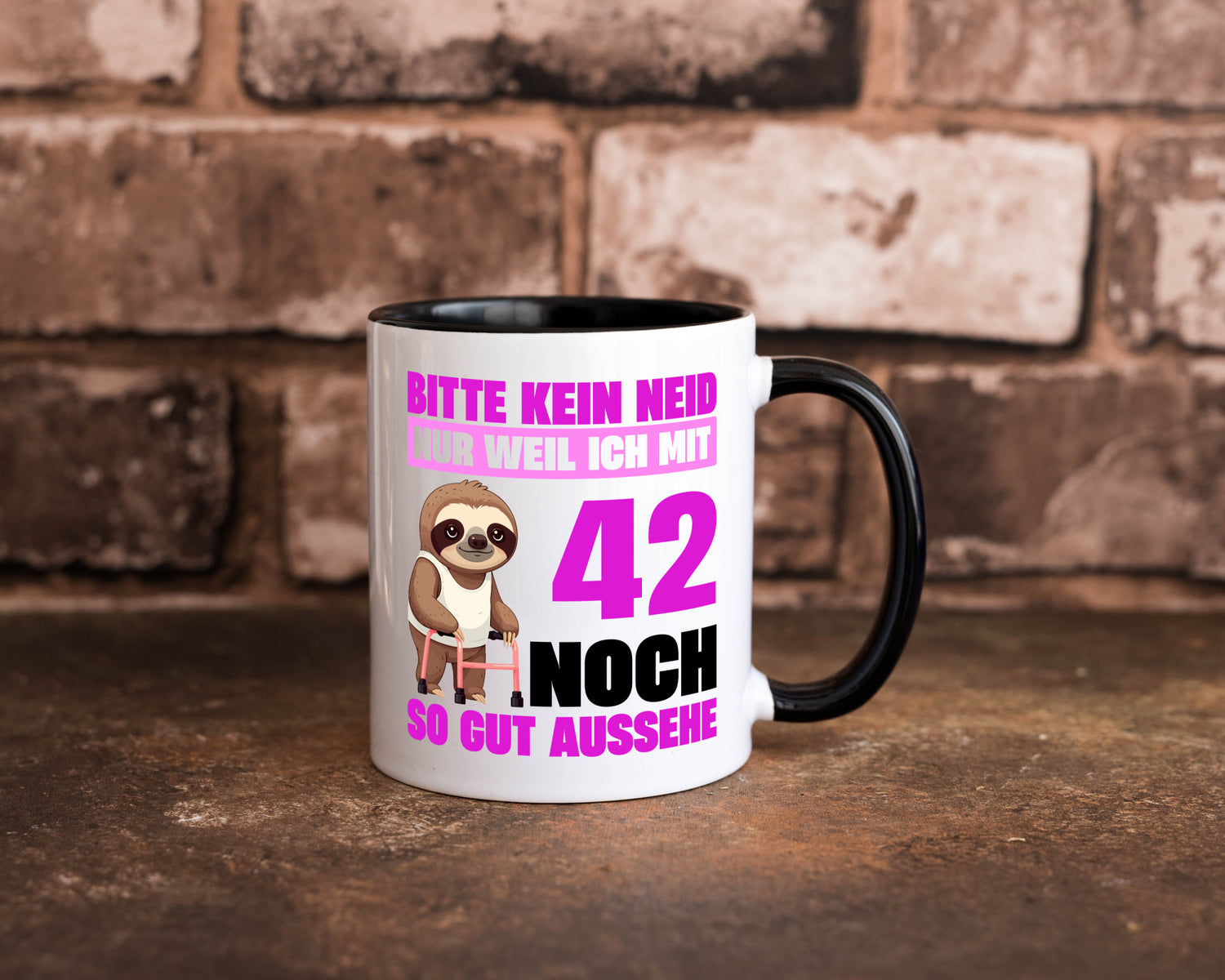 42. Geburtstag | Bitte kein neid Faultier 42 Jahre Geschenkidee Humor Tasse