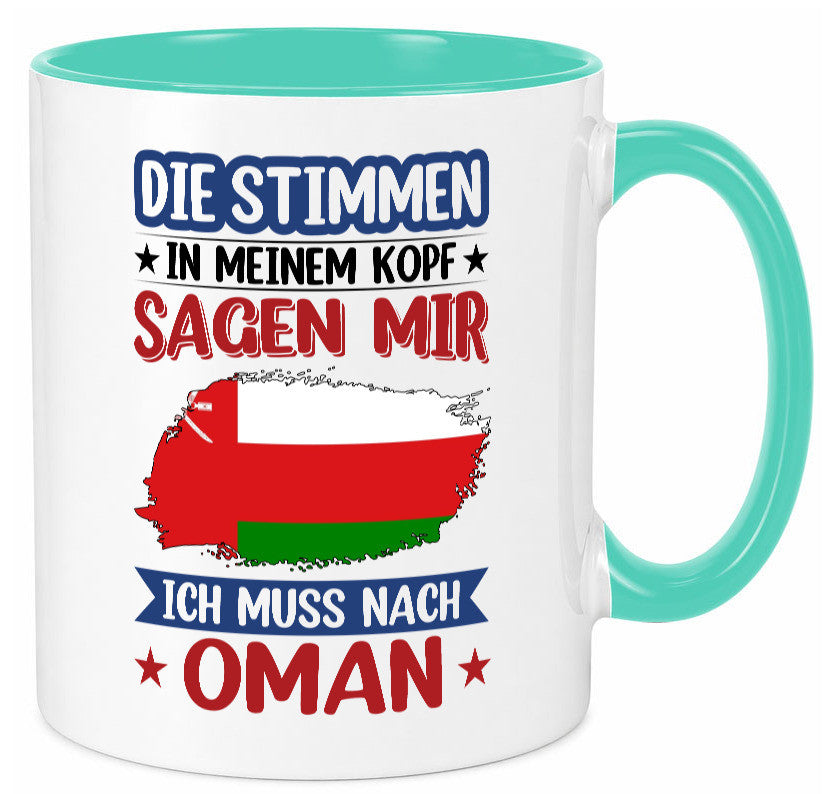 Oman | Urlaub Stimmen in meinem Kopf Traumland v2 lustig Familie Geschenkidee Tasse