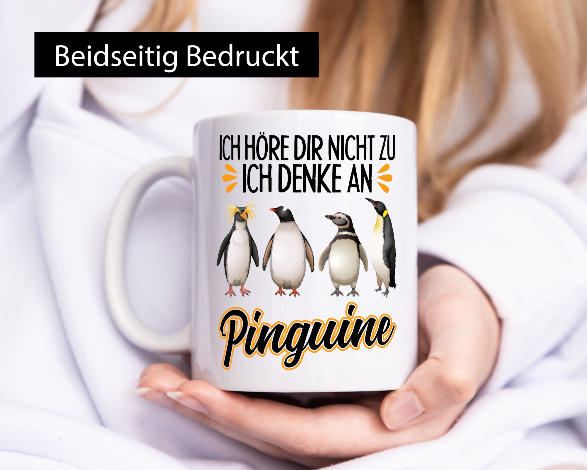 Ich denke an Pinguine Geschenkidee Humor Tasse