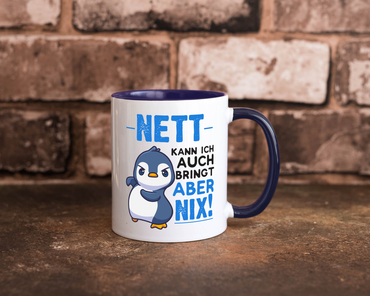 Nett kann ich auch | lustige Spruchtasse Pinguin Geschenk Humor Geschenkidee