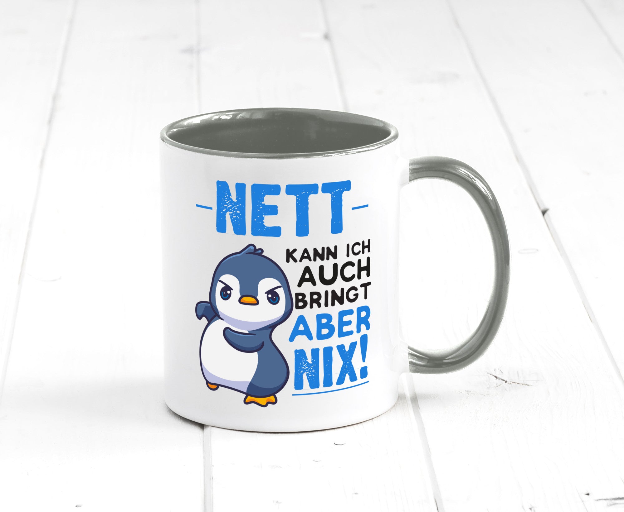 Nett kann ich auch | lustige Spruchtasse Pinguin Geschenk Humor Geschenkidee