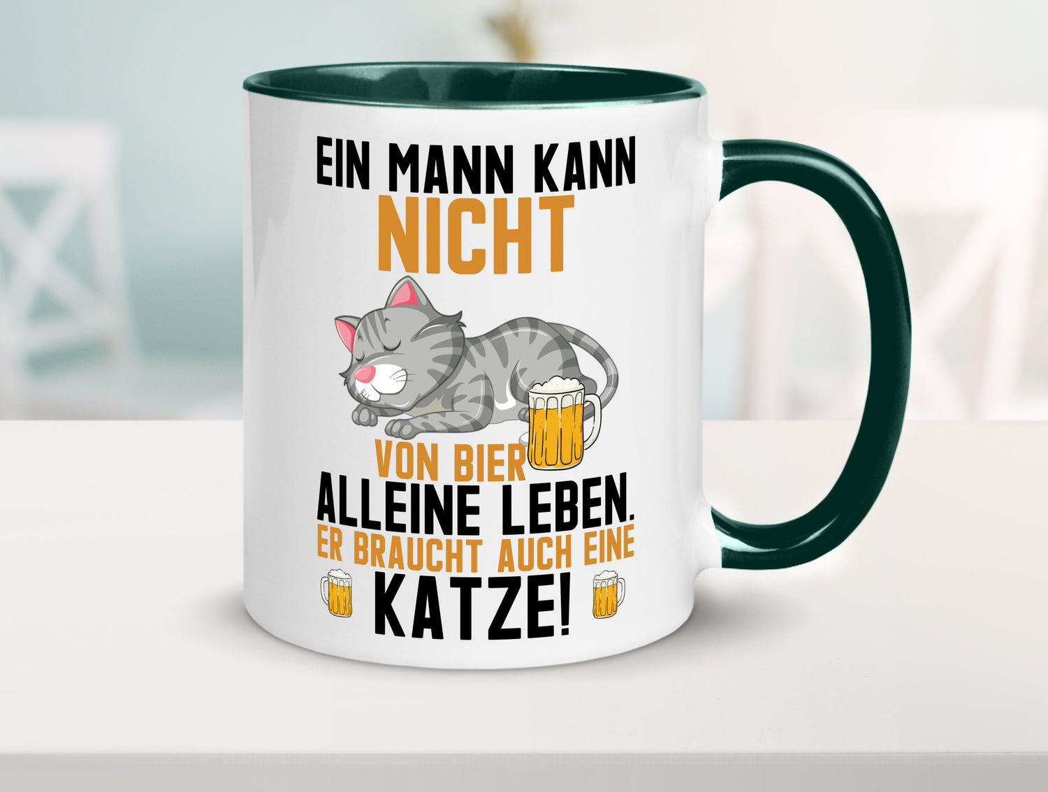 Von Bier leben | Mann braucht eine Katze Katzenliebhaber Geschenk Tierliebhaber